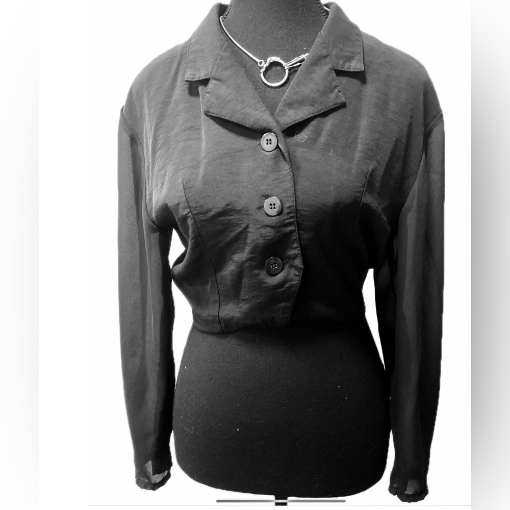 Pelican Cove Women’s/Girls Classic Chic Black Button-Down Cropped  Jacket